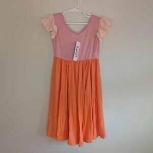 *3/$25* NWT! Girl's DotDotSmile Pink & Orange Colorblock Empire Dress - Size 5/6